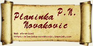 Planinka Novaković vizit kartica